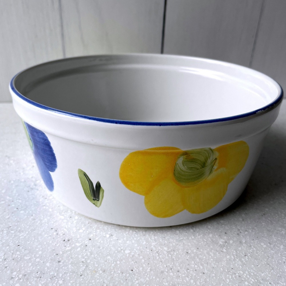 Maxam Oven to Table Cookware Souffle Casserole Dish 8" Portugal Daisy Hand Paint